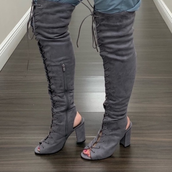 ‼️‼️ LAST SIZE 8 ‼️‼️Grey Lace Up Bootie ❤️❤️ - Picture 2 of 3